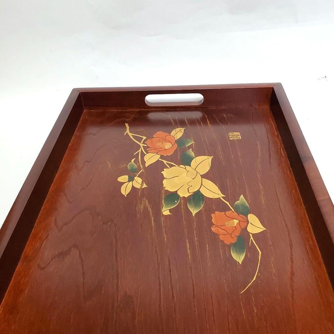 会津塗　木製盆 花の蒔絵　落款あり　　浄化済み Amazon｜会津塗 木製花柄盆 約44cm×28cm｜トレイ・盆 オンライン通販